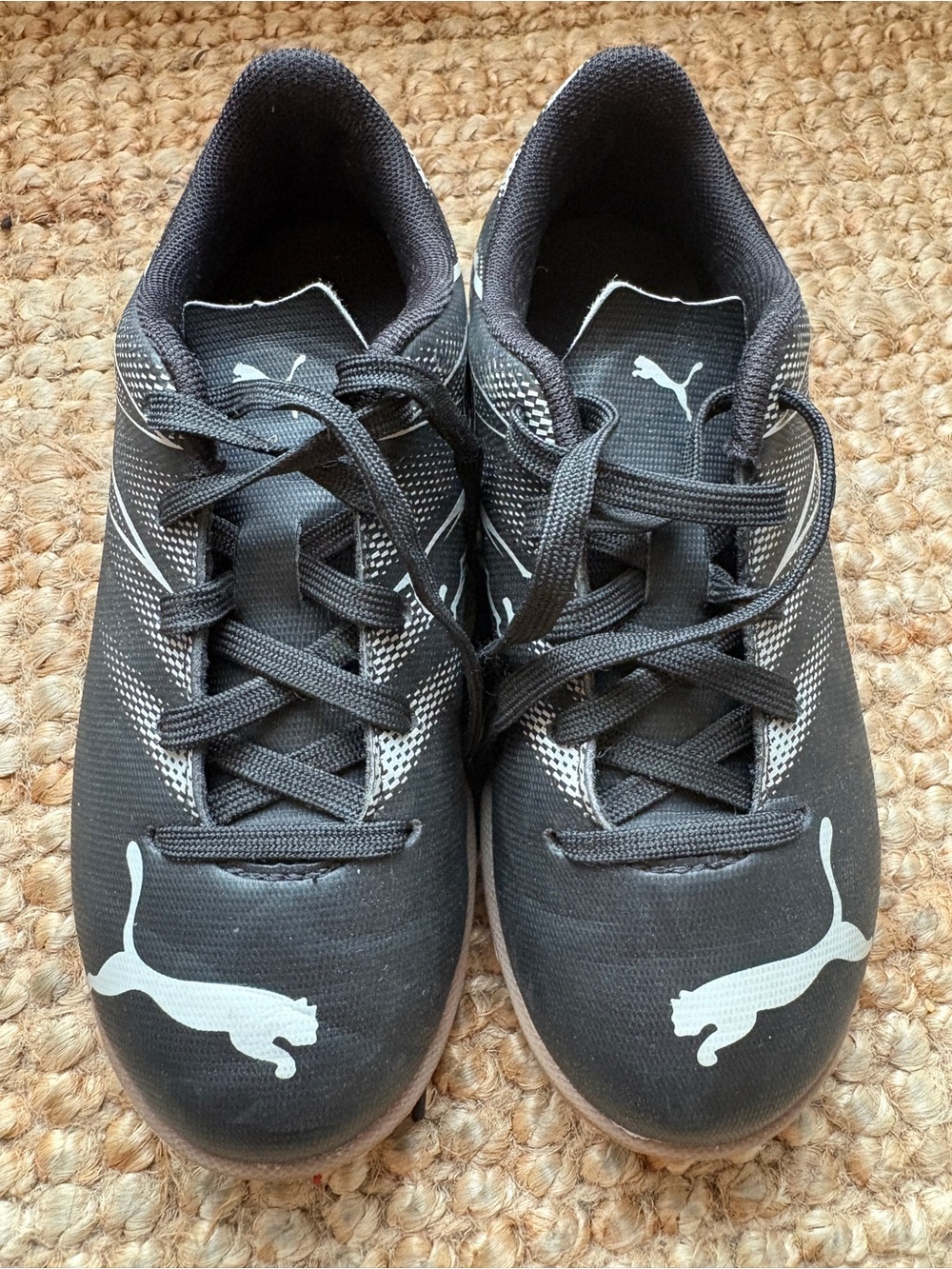 Puma Boys’s Black Indoor Soccer shoes with White Puma Logo